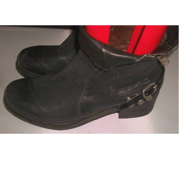 A.S.98 Black-Leather Moto-Style Harness Boots Handmade in Italy 42/10.5M $395 - Picture 9 of 13